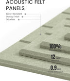 Fluxynara Felt Bulletin Board Tiles Large 48" x 36" Cork Board Alternative-12 Pack with 70 Adhesive Tabs, Thick Slat Wall Panels for Office Decor, Push Pin Board Wall Organizer Alternative -Sage