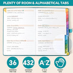 Address Book with Colorful Alphabetical Tabs (8.4" x 5.7") – Hardcover Contact Organizer for Website Passwords, Telephone, Software Licenses, and Important Information – Wine Red