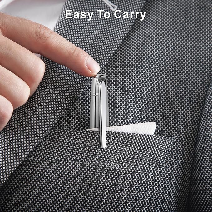 Cambond Ballpoint Pens Bulk - 1.0 mm Medium Point Metal Pens for Journaling Gift Business Men Police Flight Attendants, 3 Nice Pens with 6 Refills (Sliver)