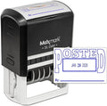 MaxMark Large Self-Inking Rubber Date Office Stamp with Posted Phrase & Date - Blue Ink, 12-Year Band - Style 5