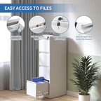 FLIXELIO 4 Drawer File Cabinet with Lock,Metal Vertical Filing Cabinets for Home Office,Heavy Duty File Storage Cabinet for Letter/Legal/A4/F4 Size File,Assembly Require (White, Vertical 4 Drawer)