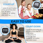 Leumoi 24 Pcs Digital Kitchen Timers Magnetic Back Timers Bulk Large Screen Loud Alarm On/Off Switch Minute Second Count up Countdown Memory Setting for Cooking Classroom Exercise (Black)