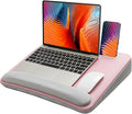 HUANUO Lap Laptop Desk - Portable Lap Desk with Pillow Cushion, Fits up to 15.6 inch Laptop, with Anti-Slip Strip & Storage Function for Home Office Students Use as Computer Laptop Stand - Pink