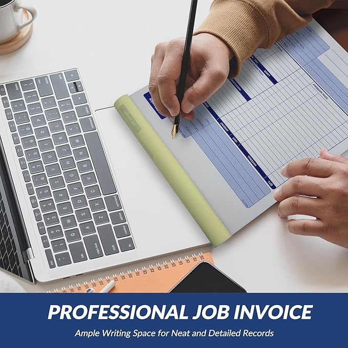 Harfesto Job Work Order Forms, Large Size Contractor Invoice Book 8-1/2" x 11-7/16", Invoice Receipt Book for Small Business, 2-Part Carbonless Forms, 200 Sets (4 Books)