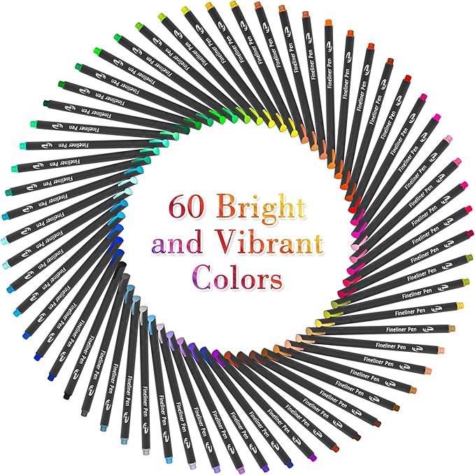 65 Pack Planner Colored Pens, 60 Assorted Colors Drawing Pens with 5 Different Stencils, Perfect for Dotted Journal Planner Writing Note Calendar Coloring Office School Supplies