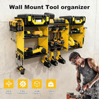 ERVNYNT 3 layers power tool organizer Loads 150lbs with 6 Cordless Drill Holder and 6 Outlet Power Strip,it’s good choice for husband birthday gift,yellow