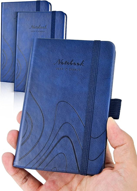 AISBUGUR Pocket Notebook, Small Notebook, 2-Pack Total 320 Pages,3.7" x 5.7" Pocket Notebook (2 Pack, Dark Blue)
