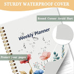 Undated Weekly Planner - Weekly Goals Notebook, A5 To Do List Planner, Habit Tracker Journal with Spiral Binding Floral Cover