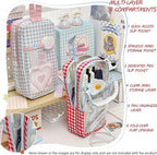 UINSUE Cute Pen case Adorable Bunny Transparent 3-Layer Large Capacity Pencil Case Gadget organizer with Lovely Stickers (Blue Plaid)