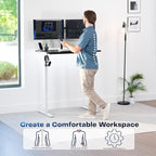 VIVO Electric 43 x 24 in Standing Desk, Memory Height Adjustment, 1B Series, Holds 220 lbs, One-Piece Black Top, White Frame, DESK-KIT-1W4B