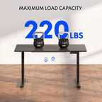 FLEXISPOT E6 3-Stage Dual Motor 60 x 24 Electric Standing Desk Sit Stand Up Desk, Holds 220 lbs, Adjustable Height w/Memory Presets, One-Piece Black Desktop & Black Frame, Ships in 2 Boxes