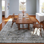 Rugcomf Living Room Rug 6x9 Rug Machine Washable Boho Soft Area Rug Non Slip Vintage Low Pile Large Rug for Living Room, Bedroom, Farmhouse, Dining Room, Kids Playroom(Grey)