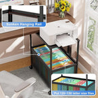 Sbanmao Rolling File Cart, Mobile Hanging File Cabinet with Wheels, Filing Cabinet Organizer Printer Stand File Organizer File Cabinet for Home Office, Black (120~150 Letter-Size Files)