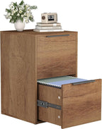 FATIGOS Wooden 2 Drawer File Cabinet, Wood Vertical Filing Cabinet Fits Hanging Files Letter Size for Home Office, Walnut