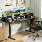 Homall Electric Standing Desk with 2 Drawers, Adjustable Height Computer Desk with Storage Sit Stand Table with Storage Shelf and Splice Board Quick Install for Home Office (Black, 63 Inch)