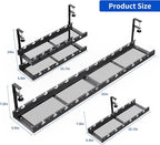 WIGAKDRU 31Inch Extendable Under Desk Cable Management Tray Multi-Model Metal Cable Management Tray Under Desk Cord Management with Clamp Power Strip Cord Holder for Wire Cable Management