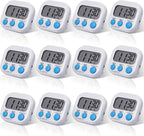 Weewooday 12 Pcs Digital Kitchen Magnetic Timer Bulk Classroom Count up Countdown Timer Large Digits Egg Loud Alarm Cute Desk Stopwatch for Teacher Kids Cooking Office(White,Stylish Style)