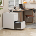 LONGLINK 2 Drawer Mobile File Cabinet with Lock,Under Desk Metal Filing Cabinets with Wheels for Home Office Organizer Letters/Legal/A4(Easy Assemble-White)