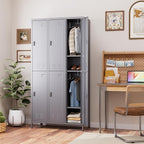 SUPEER Metal Locker for Employees with Combination Locks,Metal Lockers with Business Card Holder and 18 Hooks for School Garage Office Gym Home,Assembly Required,Dark Grey