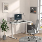 FLEXISPOT E6 3-Stage Dual Motor Electric Standing Desk 48 x 30 Sit Stand Up Desk, Holds 220 lbs, Adjustable Height w/Memory Presets, One-Piece Marble Grey Desktop & White Frame, Ships in 2 Boxes