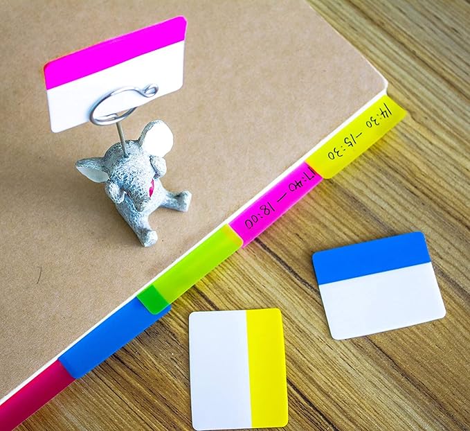ELII 900 Pcs 2 Inch Sticky Index Tabs - Colorful, Writable & Transparent Book Tabs for Notebooks & Annotating