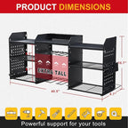 ERVNYNT 3 layers power tool organizer Loads 150lbs with 6 Cordless Drill Holder and 6 Outlet Power Strip,it’s good choice for husband birthday gift,black