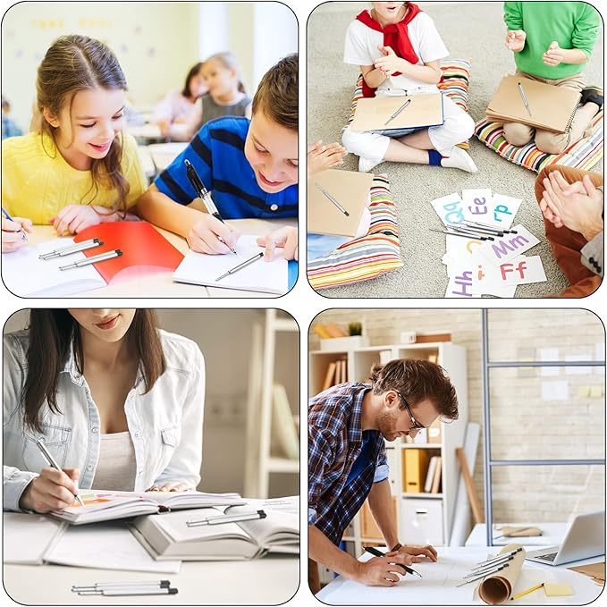 12 Pieces Pen Refills Black Ink 1.0mm Medium Point Metal Ballpoint Refill Smooth Writing Pen Refills Replacement Refills for Retractable Ballpoint Pen School Office Supplies (Black)