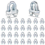 30 PCS 1/8 Inch Wire Rope Clamps, M3 Heavy Duty Galvanized Wire Cable Clamps for Tent Ropes, Boat, Clotheslines, U-Bolt Saddle Fasteners for Secure Connections