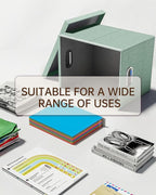 Oterri File Organizer, File Box, File Cabinet for Letter File Folder Storage, Portable Storage Bins with Lids for Office/Decor/Home,Document Organizer, 1 Pack,Green-Box Only