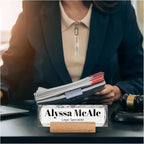 Acrylic Desk Name Plate Personalized with Wooden Base - 28 Backgrounds - Custom Name Plate for Desk, Office Decor, Teacher Appreciation Gifts