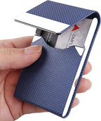 DMFLY Business Card Holder for Women & Men - Multi Card Case, Business & Pocket Card Holder, Credit & Name Card Wallet with Magnetic Closure, Blue-zs