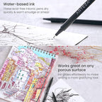 ARTEZA Inkonic Fineliners Pens, Set of 48, 0.4 mm Fine Tip Markers, Water-Based Art Pens for Drawing, Sketching, Journaling, Calligraphy
