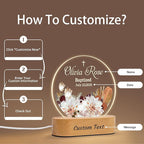 7GEEFT Personalized Baby Gifts for Kids, Custom Flower Acrylic Sign Plaque with Name Night Light for Boys Girls, Baby Shower Newborn Baptism Christening Gifts, Children's Bedroom Nursery Room Decor