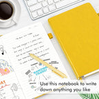 5 Pack Journal Notebook Bulk for School, Feela Hardcover Business Notebooks Classic Ruled Lined Journals with Pen Holder for Work Note Taking, with 5 Black Pens, 120 GSM, 5.1”x8.3”, A5, Yellow