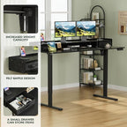 Homall Electric Standing Desk with 2 Drawers, Adjustable Height Computer Desk with Storage Sit Stand Table with Storage Shelf and Splice Board Quick Install for Home Office (Black, 63 Inch)
