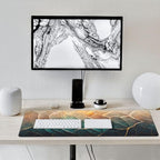 Gaming Mouse Pad,Large Mouse Pads for Desk,Non-Slip Rubber Base Extended Mousepad,XXL Keyboard Mouse Mat,Computer Keyboard Desk Pad with Stitched Edges,35.4x15.8inch,Abstract Blue Gold Floral Marble