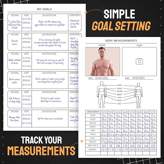 Nextnoid Hardcover Fitness Journal Workout Planner for Men & Women - A5 Sturdy Workout Log Book to Track Gym & Home Workouts - Dark Green