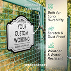 Design 2 Decorative Outdoor Metal Signs - Personalized Aluminum Driveway Signs, Waterproof, 18x12 In, Metallic Silver