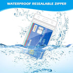 100Pcs ID Badge Holder Vertical Name Tag Holder Clear Plastic Name Badge ID Card Holders with Waterproof Resealable Zip for Office, School, Conference