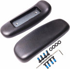 CHAHEKAI Office Chair Arm Replacement, PU Armrest Arm Pads Caps, Univeral 4" Mounting Hole, (Set of 2) Black with Screws Washer and Wrench