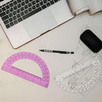 Zonon 3 Pack 6 Inch Plastic Protractor Christian Charity Donation 180 Degrees Pink Blue Clear Protractors for Classroom School Math Teacher Student Office Supplies Christmas Operation Gifts