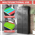 OPTYMIRA 5 Drawer Metal File Cabinet with 5 Unique Locks Black Heavy Duty Locking File Cabinets Home Office Steel Filing Cabinet Vertical File Cabinets for Legal/Letter Size File,Assembly Required