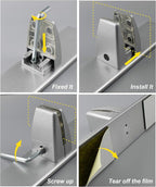 2 Pcs Sneeze Guard Clamp, Bracket Sneeze Guard Shield Base for Countertops, Stick On Heavy Duty Auminum Partition Guard Clamp, Panel Support Clamp Stand for Clear Desktop Counter Reception