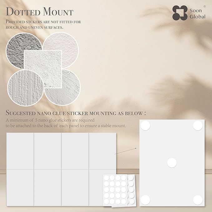 Soon Global 8-Pack Acoustic Panels, Soundproof Wall Panels, 48 X 32 Inches Sound Absorbing Panels, Decorative Acoustical Wall Panels, Acoustic Treatment for Recording Studio, Opulence