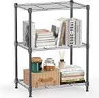M MZG 450 lbs Steel Storage Shelving 3-Tier Utility Shelving Unit Steel Organizer Wire Rack for Home,Kitchen,Office (11.8" D x 17.7" W x 26.3" H) | 450 lbs, for Home, Kitchen, Office