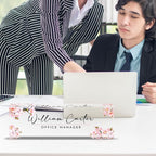 Personalized Name Plate for Desk Custom Acrylic Desk Name Plate Custom Employee Appreciation Gifts Office Gifts for Women, Men, Boss, Coworkers, Teacher, Nurse (Sakura A)