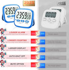 AyayaBoss 2-Pack Magnetic Kitchen Timers for Cooking, Digital Stop Watch Countdown Timer for Kids, Teachers, Classroom, Office, Exercise - Battery Included