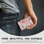 BWEGRHE Cute Credit Card Holder with Zipper, Pink Dragonfly RFID-Blocking Card Case Small Wallet for Women Men, Multi-slot Card Organizer Case Travel Accordion Wallet