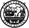 Custom RV Camping Metal Sign for Camper Decor, Personalized Name Sign for Campsite, Outdoor Wall Hanging Campground Sign, Family Camping Gift, Metal Campfire Decor for Trailer or Motorhome