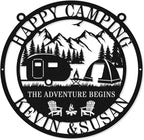 Custom RV Camping Metal Sign for Camper Decor, Personalized Name Sign for Campsite, Outdoor Wall Hanging Campground Sign, Family Camping Gift, Metal Campfire Decor for Trailer or Motorhome